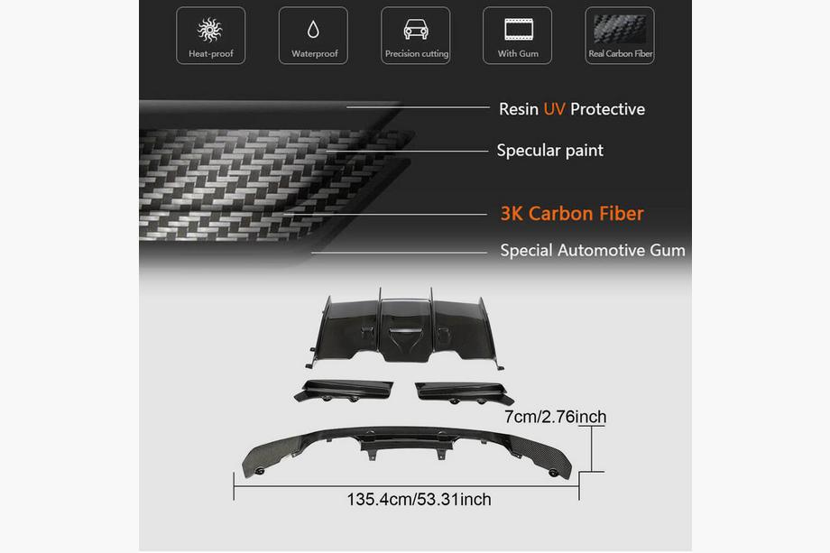 BMW 4 Series F32/F33/F36 2012-2020 Diffuseur de Pare-chocs Arrière V1 pour F82/F83, Carbone Photo 5