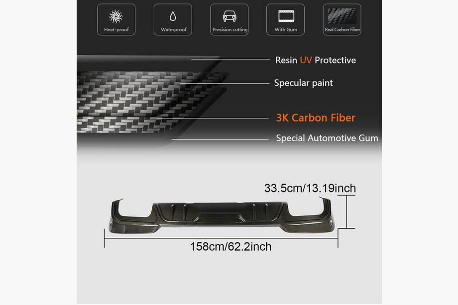 BMW X3 G01 2018- Diffuseur de pare-chocs arrière (pour M-Sport d'origine 2018-2021, Carbone) Photo 5
