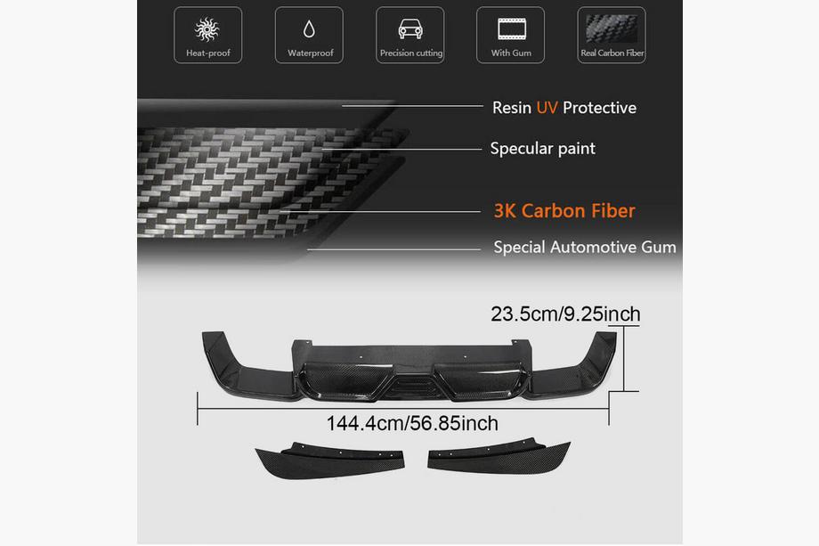 BMW X3 G01 2018- Diffuseur de pare-chocs arrière V2 (pour F97 2018-2021, Carbone) Photo 4