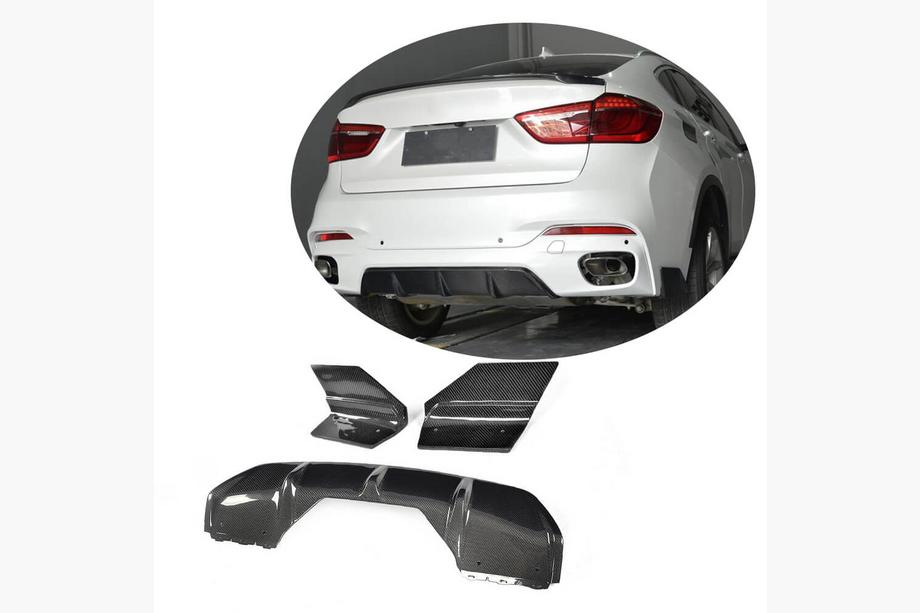 BMW X6 F16 2014-2019 Diffuseur de Pare-Chocs Arrière V1 (pour M-Sport, Carbone) Image