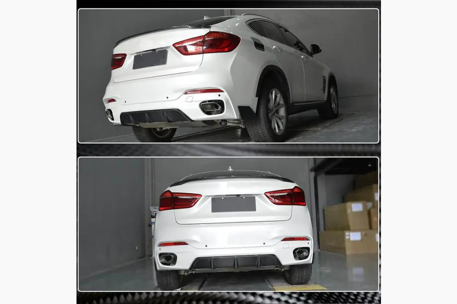 BMW X6 F16 2014-2019 Diffuseur de Pare-Chocs Arrière V2 (pour M-Sport, Carbone) Photo 3