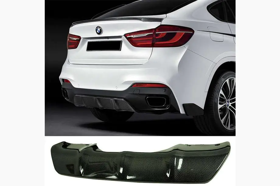 BMW X6 F16 2014-2019 Diffuseur de Pare-Chocs Arrière V2 (pour M-Sport, Carbone) Photo 5