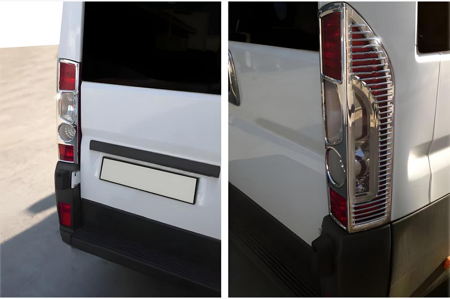 Fiat Ducato 2006-2025 Couvre-feux Arrière Chromés avec Courbure (2006-2014, 2 pcs, Plastique) Image