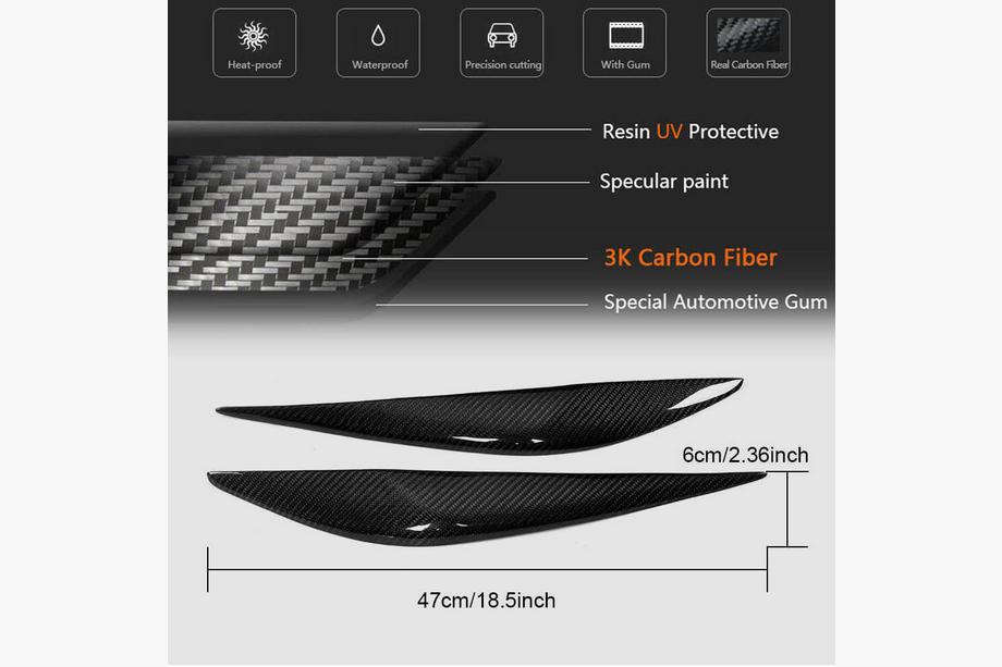 BMW 3 Series F30/F31 2012-2019 Cils de Phares V2 (pour F30, Carbone) Photo 7