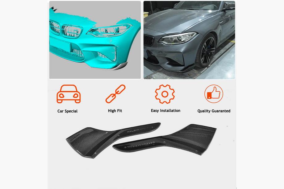 BMW 2 Series F22/F23 2014-2021 Extensions Flap de Pare-chocs Avant (pour F87 M2/M2C, Carbone) Photo 2