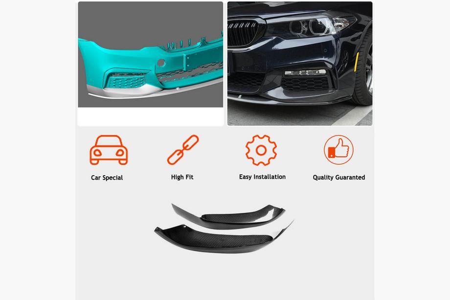 BMW Série 5 G30/G31 2017–2023 Extensions Flap V2 de Pare-chocs Avant pour M-Sport 2017-2020 Carbone Photo 2
