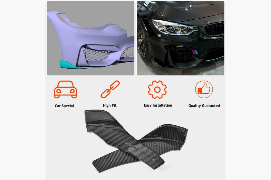BMW 3 Series F30/F31 2012-2019 Lame avant Flap V2 pour pare-chocs (pour F80, Carbone) Photo 2