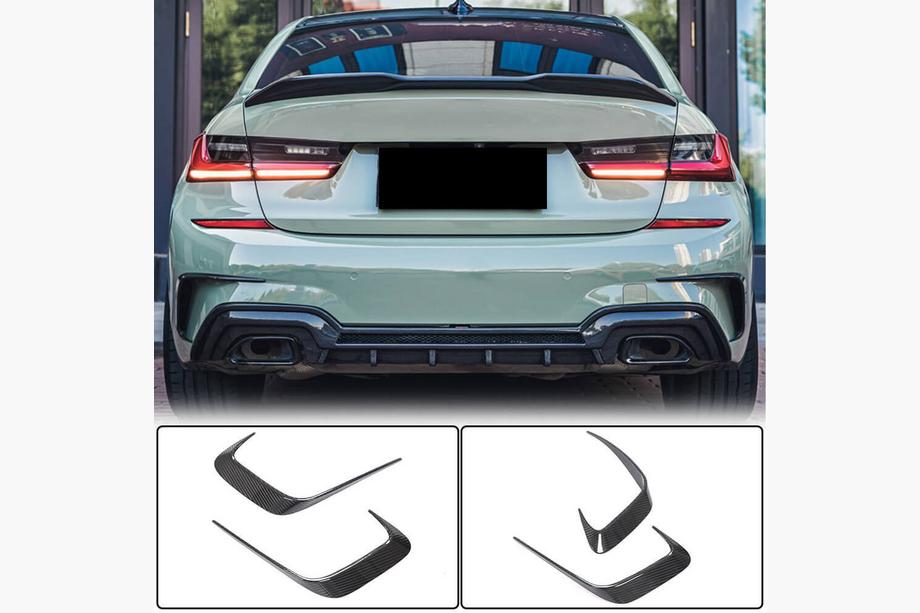 BMW 3 Series G20/G21 2018- Extensions Flap de Pare-chocs Arrière (pour M-Sport 2018-2022, Carbone) Photo 2
