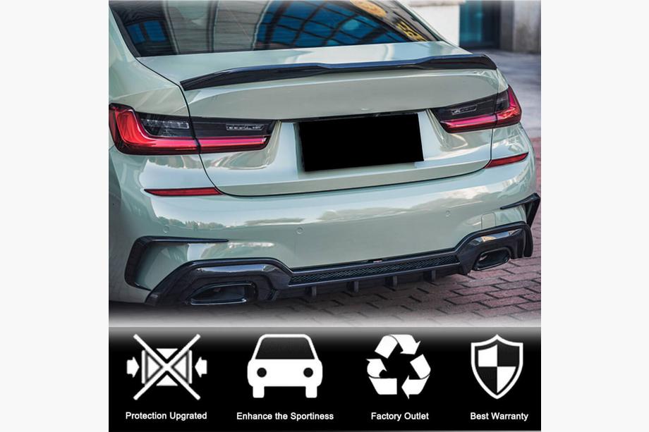 BMW 3 Series G20/G21 2018- Extensions Flap de Pare-chocs Arrière (pour M-Sport 2018-2022, Carbone) Photo 4
