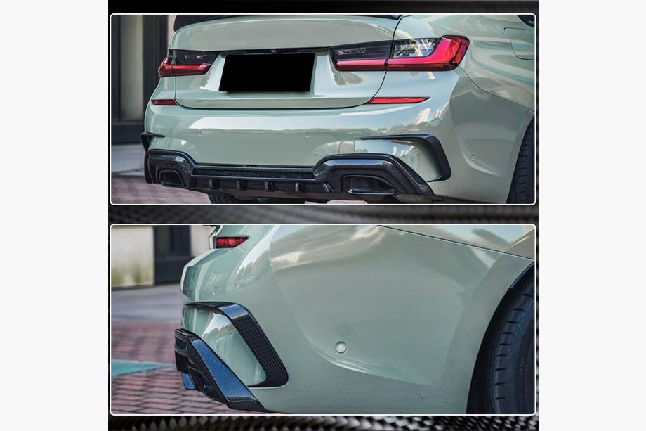 BMW 3 Series G20/G21 2018- Extensions Flap de Pare-chocs Arrière (pour M-Sport 2018-2022, Carbone) Photo 6