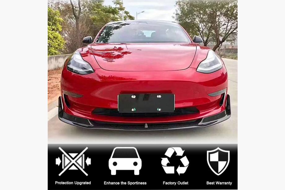 Tesla Model 3 2017- Lame Avant Lip V1 pour Pare-chocs Avant (2017-2023, Carbone) Photo 2