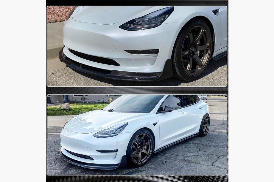 Tesla Model 3 2017- Lame Avant Lip V1 pour Pare-chocs Avant (2017-2023, Carbone) Photo 4
