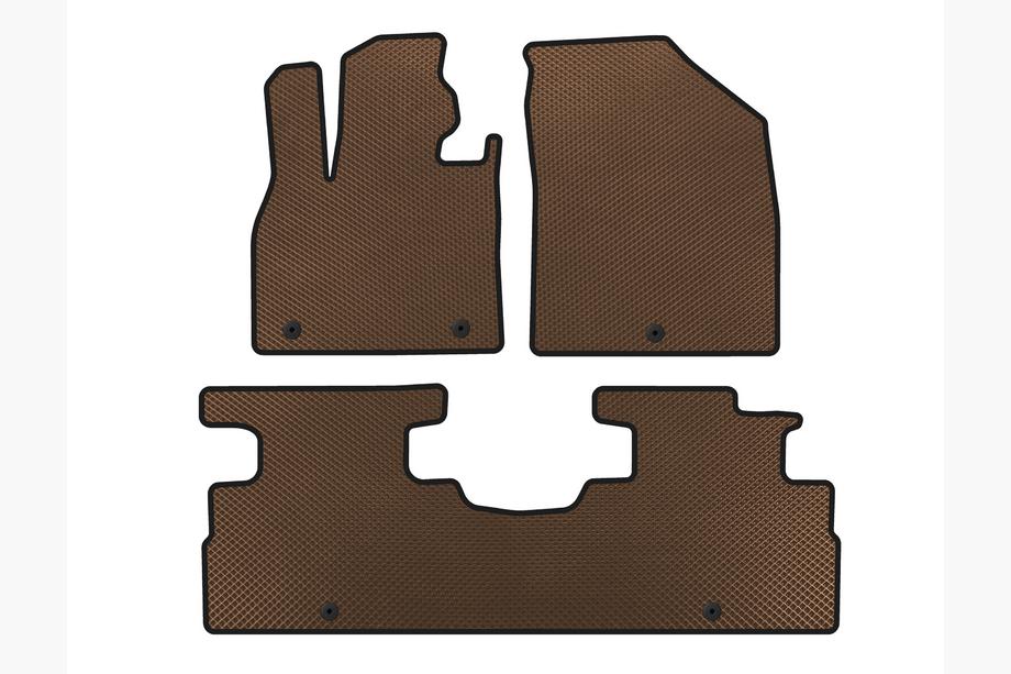 Hyundai Palisade 2018-2025 Tapis de sol EVA (2 Rangées, 7 Places, Marron) Image