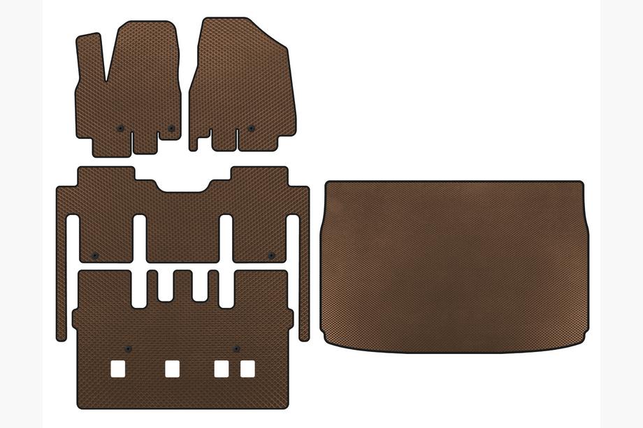 Kia Sedona 2014-2020 Tapis de sol EVA (habitacle complet, 8 places, Marron) Image