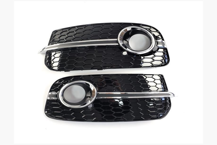 Audi Q5 2008-2017 Grilles de phares antibrouillard RS-Style (2013-2017, 2 pcs, Noir avec Chrome) Image