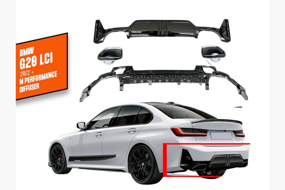 BMW 3 Series G20/G21 2018- Diffuseur arrière avec embouts DPT (2022+, M-Performance) Image