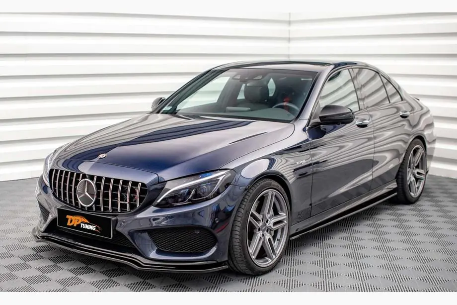 Mercedes C-class W205 2014-2021 Lame de pare-chocs avant DPT V2 (2014-2018, uniquement pour AMG-Line, noir brillant) Photo 1