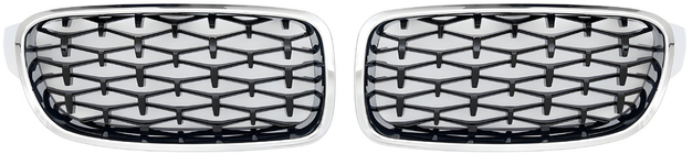 BMW 3 Series F30/F31 2012-2019 Calandres Double Haricot Diamond Black avec contour chromé photo 2