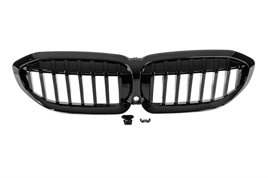 BMW 3 Series G20/G21 2018- Calandre Double Haricot 1 Bar (2018-2022, Noir Brillant) Sans emplacement pour caméra Photo 2