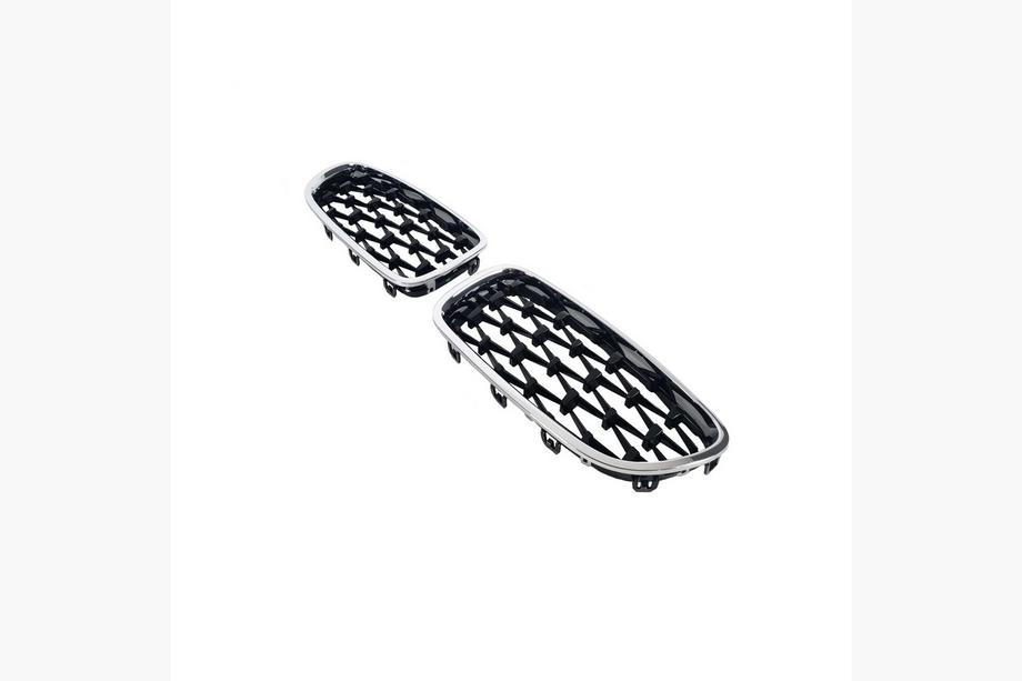 BMW 5 Series F10/F11 2010–2016 Calandres Double Haricot Diamond Black avec contour chromé Photo 4