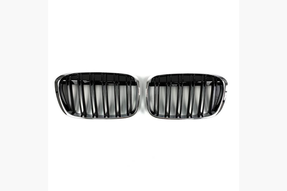 BMW X1 F48 2015-2022 Calandre M-Look (2015-2019, Noir Brillant avec Encadrement Chrome) Photo 2