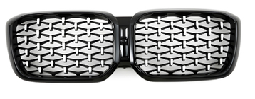 BMW X3 G01 2018- Calandres Double Haricot Diamond Silver (2021+, contour noir) photo 2