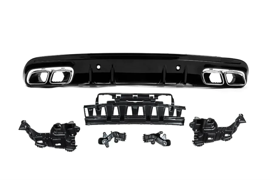 Mercedes C-class W205 2014-2021 Diffuseur Arrière avec Sorties Argent (Design C63 2018-2021) Photo 4