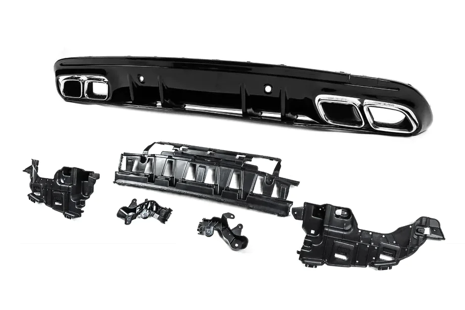 Mercedes C-class W205 2014-2021 Diffuseur Arrière avec Sorties Argent (Design C63 2018-2021) Photo 3