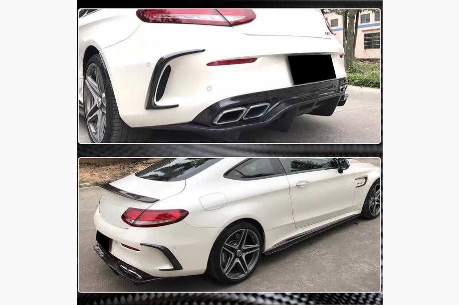 Mercedes C-class W205 2014-2021 Diffuseur de Pare-Chocs Arrière V2 (pour Coupé/Cabriolet C63 AMG 2015-2019, Carbone) Photo 3