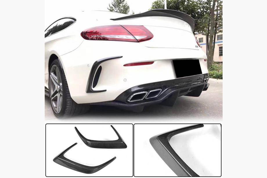 Mercedes C-class W205 2014-2021 Couvre pare-chocs arrière (pour Coupé/Cabriolet C63 AMG 2015-2019, Carbone) Photo 1