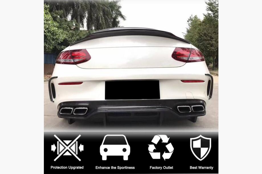 Mercedes C-class W205 2014-2021 Couvre pare-chocs arrière (pour Coupé/Cabriolet C63 AMG 2015-2019, Carbone) Photo 2
