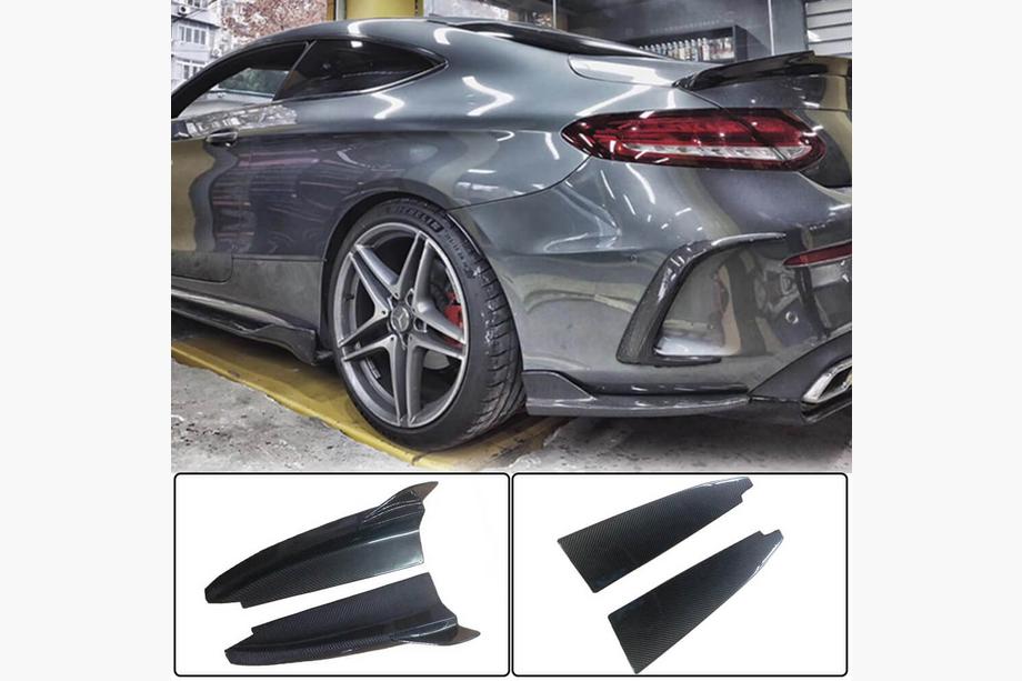 Mercedes C-class W205 2014-2021 Extensions de pare-chocs arrière V2 (pour Coupé/Cabriolet AMG-Line / C43 AMG 2015-2019, Carbone) Photo 1