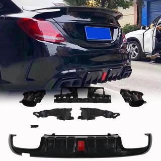 Diffuseur arrière avec sorties d'échappement (pour SD C43 AMG 2015-2021, Carbone) photo 1