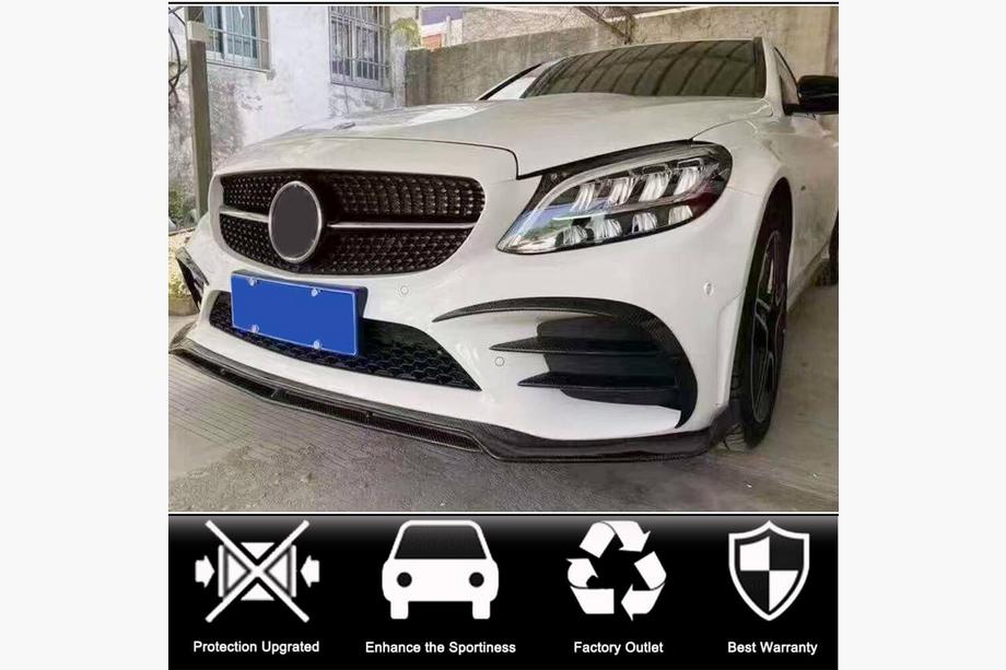 Mercedes C-class W205 2014-2021 Lame de pare-chocs avant (pour SD AMG-Line 2015-2019, Carbone) Photo 2