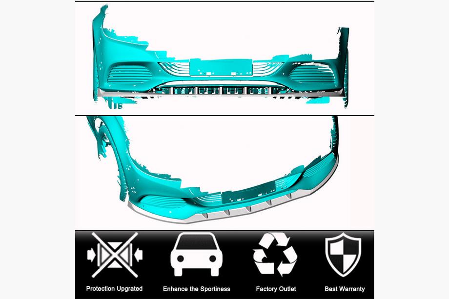 Mercedes C-class W205 2014-2021 Lame avant pare-chocs V2 (pour SD Base 2019-2021, Carbone) Photo 2