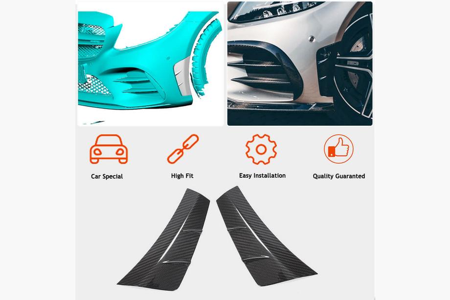 Mercedes C-class W205 2014-2021 Extensions de Pare-chocs Avant V2 (pour C43 AMG 2019-2021, Carbone) Photo 2