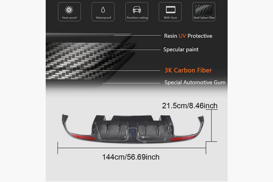 Mercedes C-class W205 2014-2021 Diffuseur de Pare-chocs Arrière V1 pour SD C43/C63 AMG 2015-2019 Carbone Photo 2