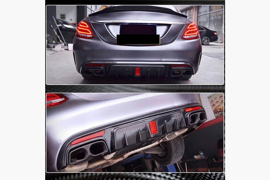 Mercedes C-class W205 2014-2021 Diffuseur de Pare-chocs Arrière V1 pour SD C43/C63 AMG 2015-2019 Carbone Photo 3