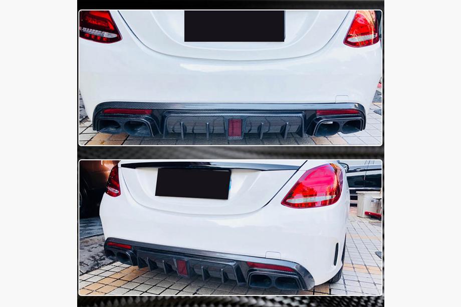 Mercedes C-class W205 2014-2021 Diffuseur de Pare-chocs Arrière V1 pour SD C43/C63 AMG 2015-2019 Carbone Photo 4