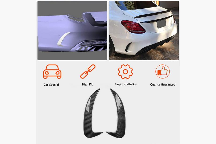 Mercedes C-class W205 2014-2021 Couvre pare-chocs arrière pour SD C43/C63 AMG 2015-2019 Carbone Photo 2
