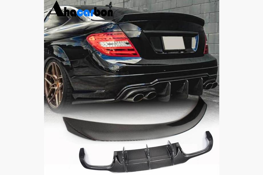 Mercedes C-class W204 2007-2015 Spoiler avec diffuseur de pare-chocs arrière pour C63 AMG 2012-2014 Carbone Photo 1