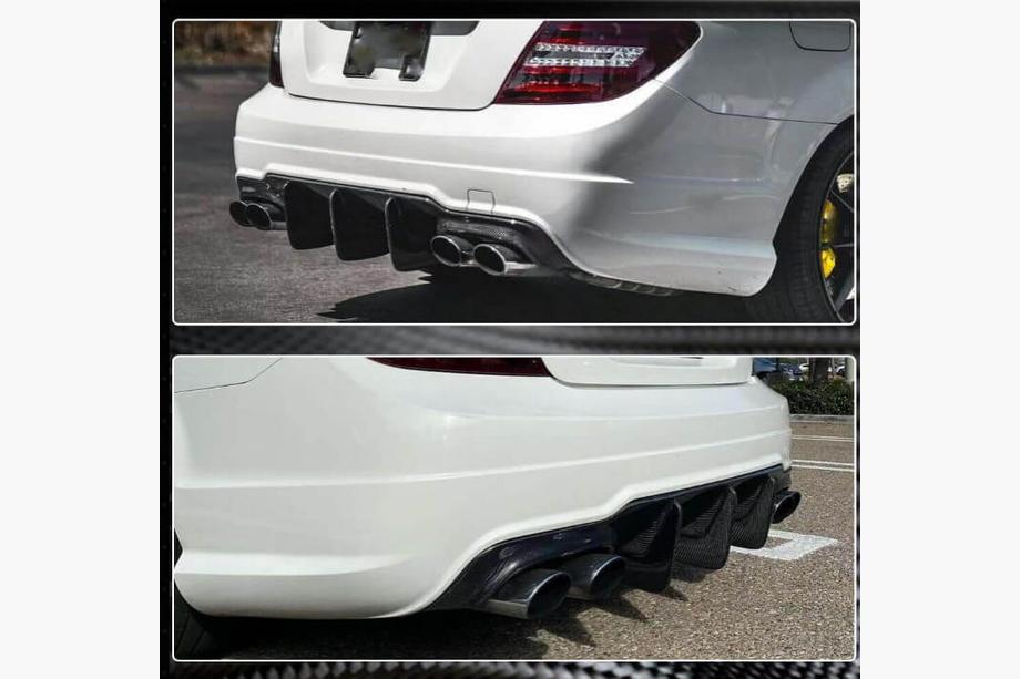 Mercedes C-class W204 2007-2015 Spoiler avec diffuseur de pare-chocs arrière pour C63 AMG 2012-2014 Carbone Photo 3