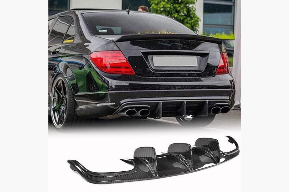 Mercedes C-class W204 2007-2015 Diffuseur de Pare-chocs Arrière V1 pour AMG SD 2008-2011, Carbone Photo 1