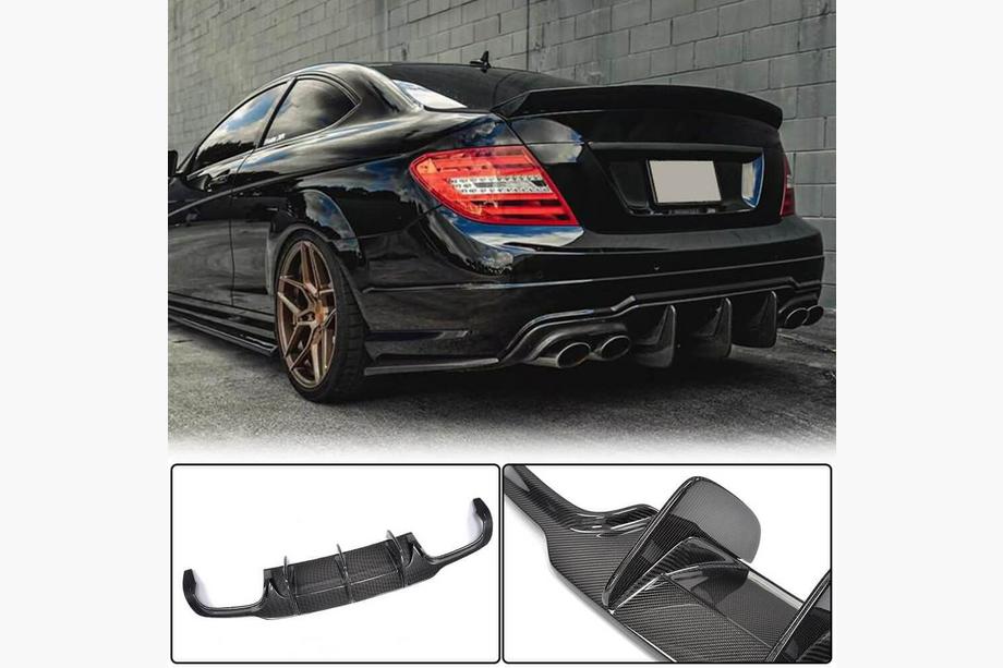 Mercedes C-class W204 2007-2015 Diffuseur de Pare-chocs Arrière V2 pour AMG SD/Coupe 2012-2014 Carbone Photo 1