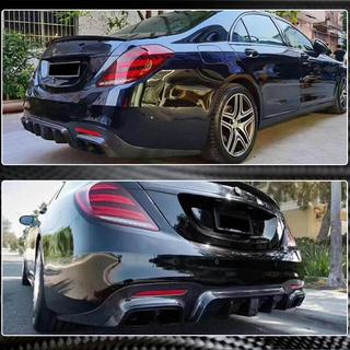Diffuseur arrière avec sorties d'échappement (pour S63/S65 AMG 2018-2021, Carbone) photo 3