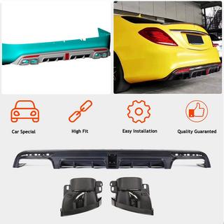 Diffuseur arrière avec sorties d'échappement (pour S63 AMG 2014-2017, Carbone) photo 2