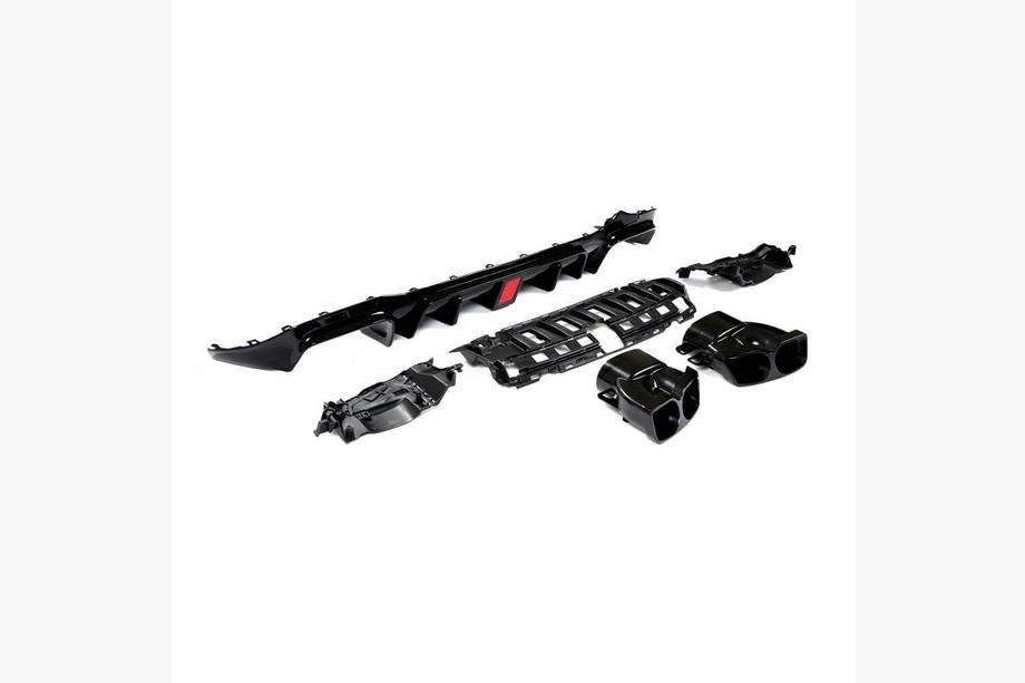 Mercedes E-class W213 2016-2023 Diffuseur arrière de pare-chocs avec sorties V1 (pour AMG/AMG-Line 2016-2019, Carbone) Photo 2