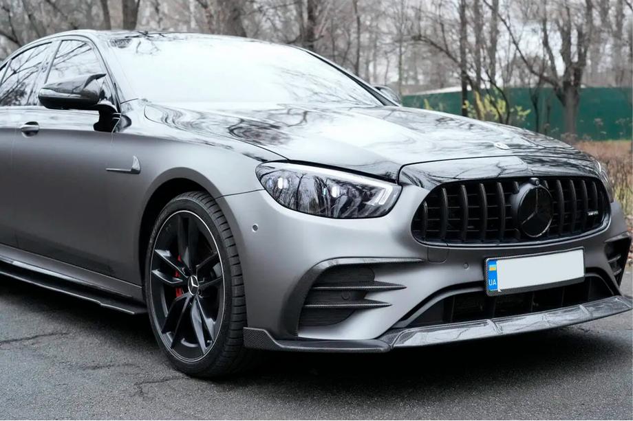 Mercedes E-class W213 2016-2023 Lame avant de pare-chocs (pour AMG-Line 2020-2023, Carbone) Photo 2