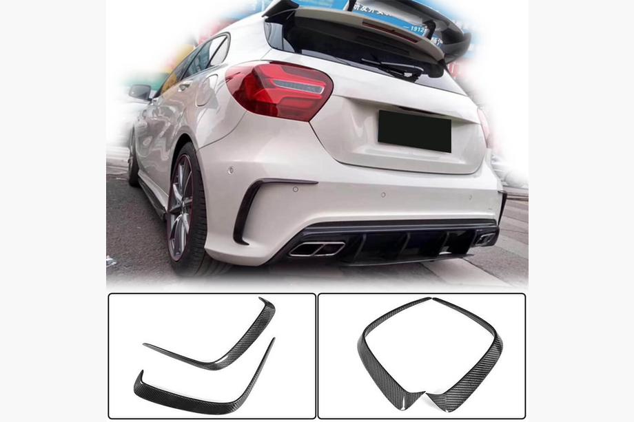 Mercedes A-class W176 2012-2018 Cache de pare-chocs arrière (pour AMG-Line HB, Carbone) Photo 1