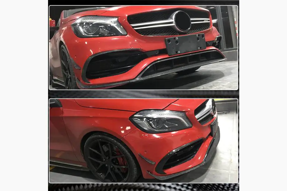 Mercedes A-class W176 2012-2018 Lame de Pare-chocs Avant (pour AMG-Line / A45 AMG HB 2016-2018, Carbone) Photo 3